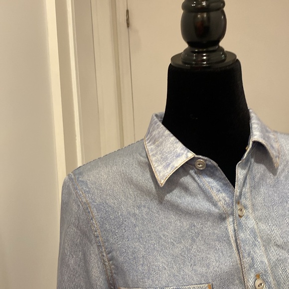 RAG & BONE Silky Light Blue Denim Look Mini Dress with short sleeves Size Medium - Picture 13 of 17